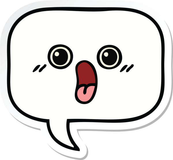 Bir insan tarafından çizilmiş şirin bir karikatür konuşma balonunun etiketi.