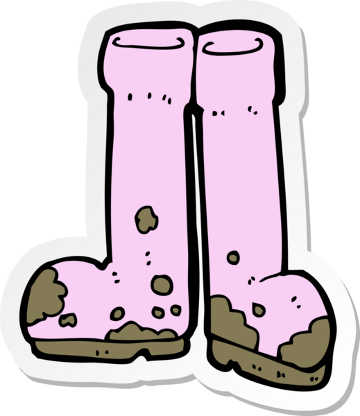 Bir insan tarafından çizilmiş çamurlu çizmelerin çıkartması.