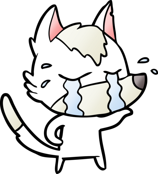 Bir insan tarafından çizilmiş ağlayan kurt çizgi filmi.