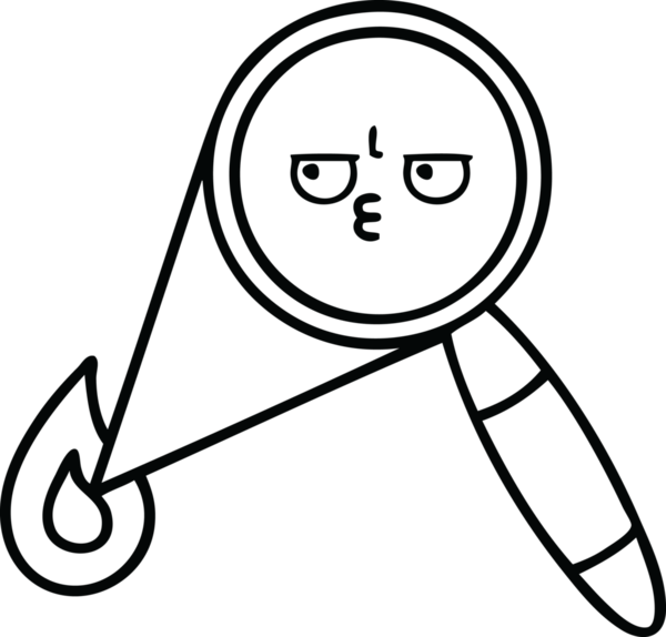 Bir insan tarafından çizilmiş bir büyüteç çizgi çizimi