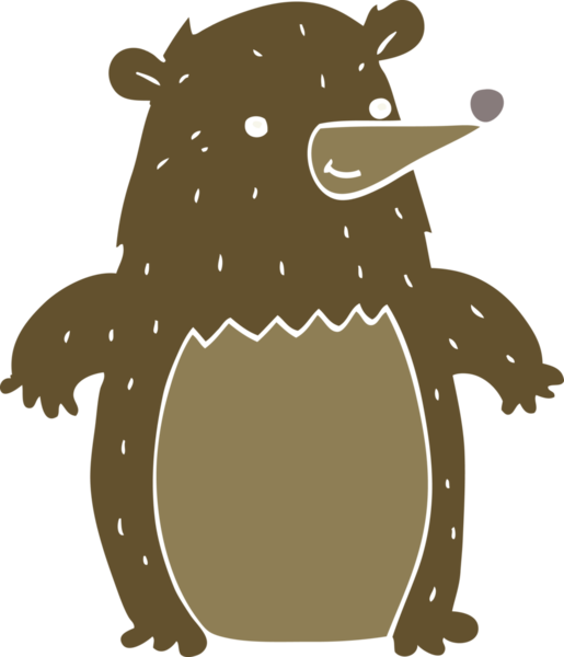 Bir insan tarafından çizilmiş düz renkli çizgi film ayısı