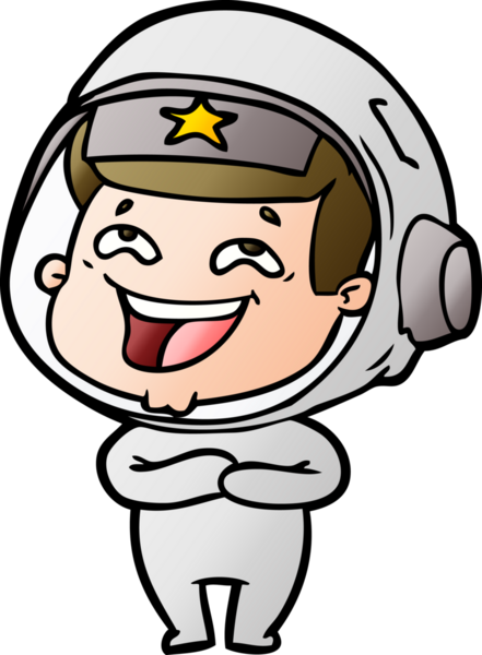 Bir insan tarafından çizilmiş gülen astronot çizgi filmi.