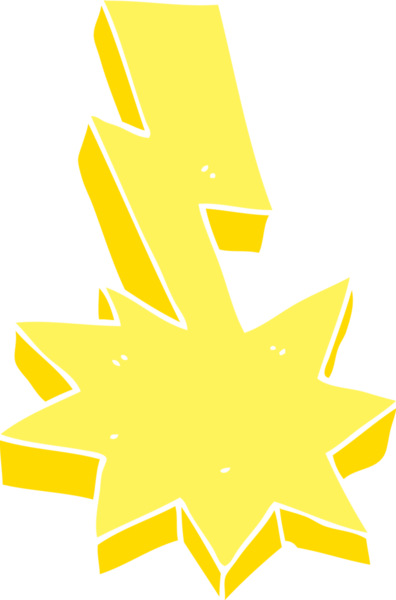 Bir insan tarafından çizilmiş düz renkli çizgi film yıldırımı