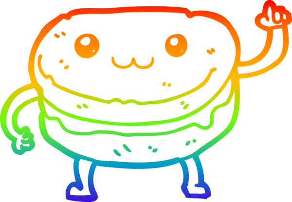 gökkuşağı gradyan çizgi çizimi bir insan tarafından çizilmiş bir pasta karakteri