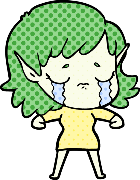 Bir insan tarafından çizilmiş ağlayan elf kızı.