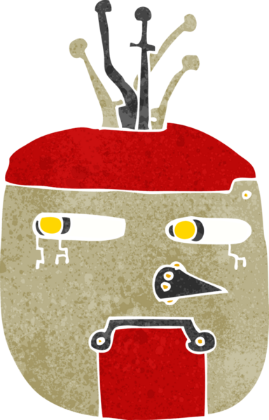 Bir insan tarafından çizilmiş robot kafası.