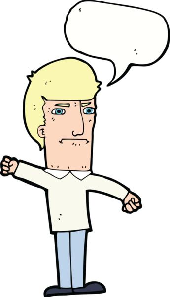 Bir insan tarafından çizilmiş konuşma balonlu kızgın adam çizgi filmi.