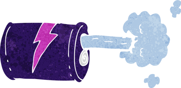 Bir insan tarafından çizilmiş gazlı içecek kutusu.