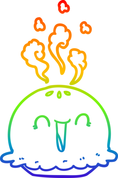 Gökkuşağı gradyan çizgi çizimi bir insan tarafından çizilmiş mutlu bir turta