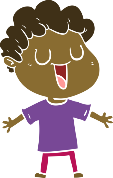 Bir insan tarafından çizilmiş düz renkli karikatür adam.