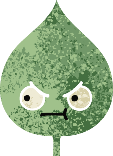 Bir insan tarafından çizilmiş dışavurumsal yaprağın retro çizim tarzı karikatürü