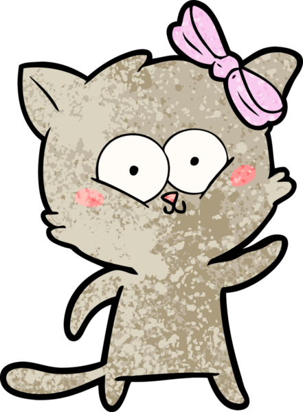 Bir insan tarafından çizilmiş çizgi film kedisi.