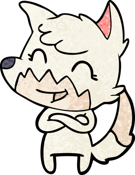 Bir insan tarafından çizilmiş mutlu çizgi film tilkisi.