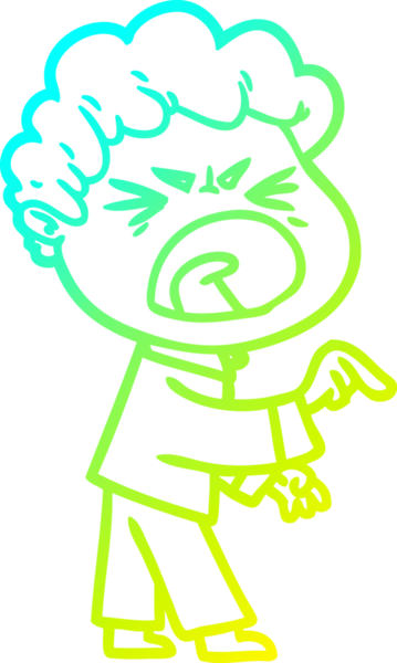 Bir insan tarafından çizilmiş öfkeli bir çizgi film karakteri.