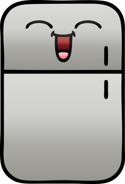 Bir insan tarafından çizilmiş bir buzdolabının gölgelenmiş karikatürü.