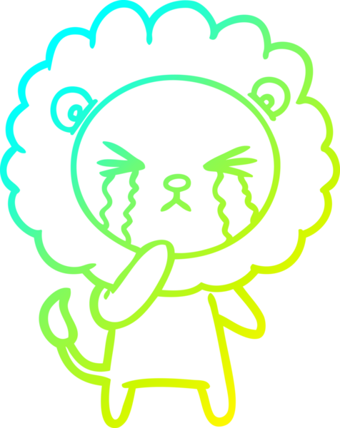 Bir insan tarafından çizilmiş ağlayan aslanın soğuk gradyan çizgisi