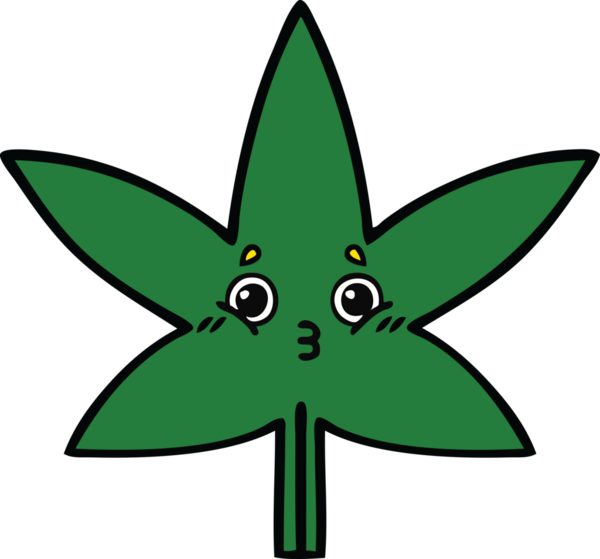 Bir insan tarafından çizilmiş marihuana yaprağı karikatürü.