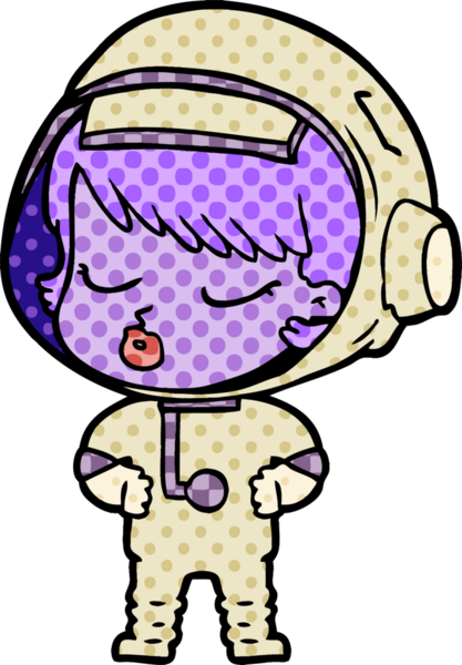 Bir insan tarafından çizilmiş güzel astronot kız.