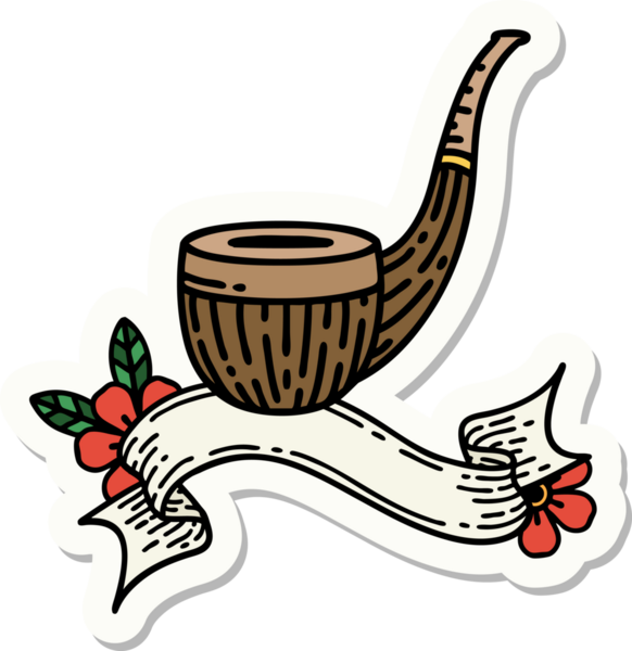 Bir insan tarafından çizilmiş sigara tiryakisi dövmesi stili etiketi.