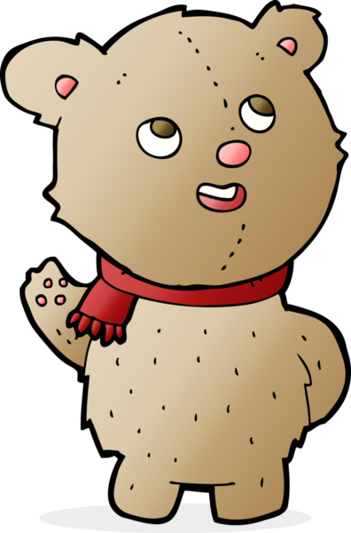 Bir insan tarafından çizilmiş eşarplı sevimli oyuncak ayı.