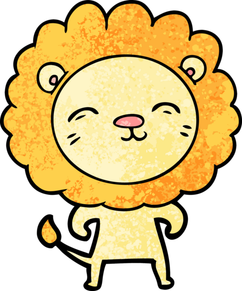 Bir insan tarafından çizilmiş çizgi film aslanı.