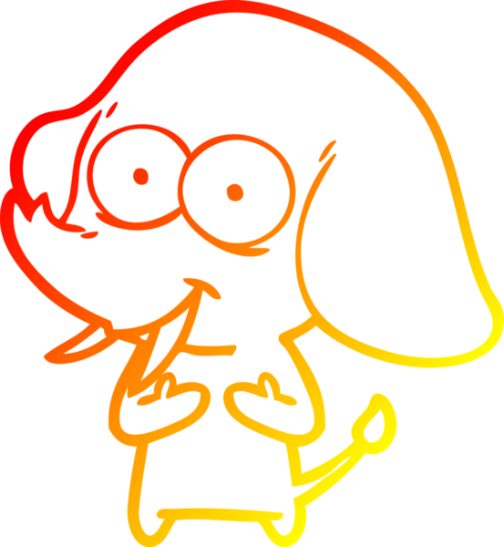 Bir insan tarafından çizilmiş mutlu bir filin sıcak çizgi çizimi