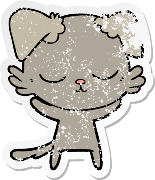 Bir insan tarafından çizilmiş şirin bir köpeğin sıkıntılı çıkartması.