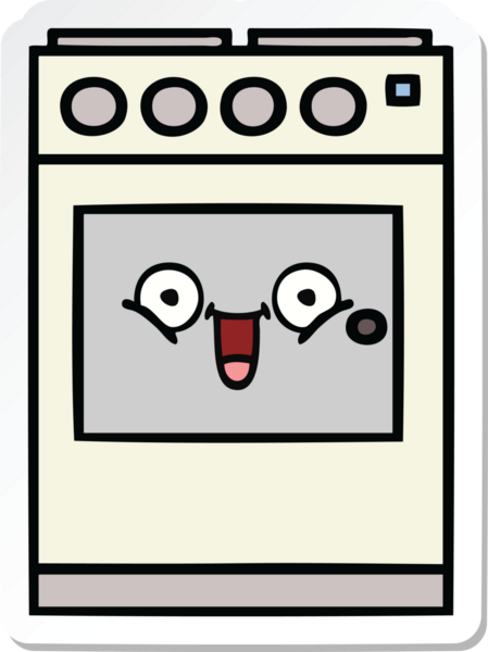Bir insan tarafından çizilmiş şirin bir mutfak fırınının çıkartması.