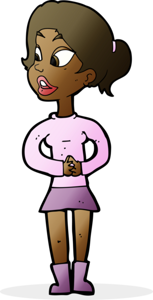 Bir insan tarafından çizilmiş çizgi film kızı konuşuyor.