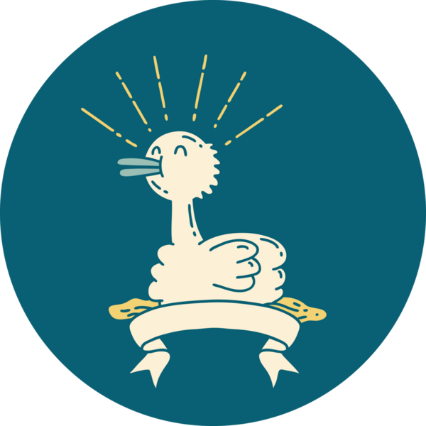 Bir insan tarafından çizilmiş yüzen ördek dövmesi ikonu.