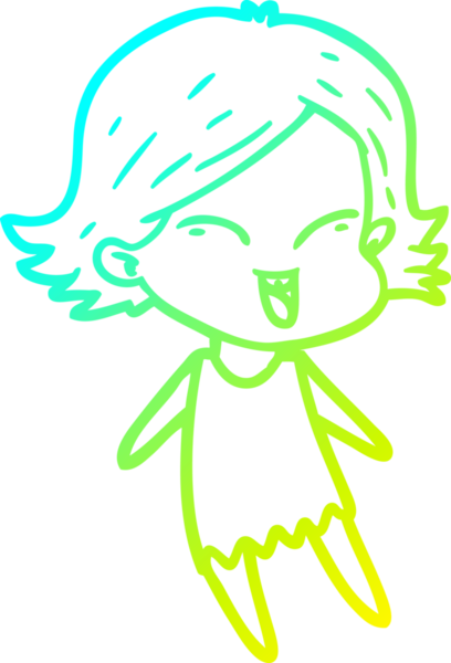 Bir insan tarafından çizilmiş mutlu çizgi film kızı çizimi.