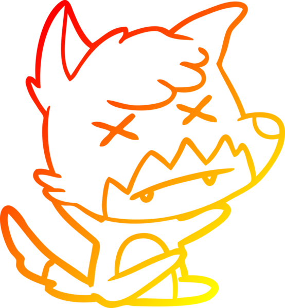 Bir insan tarafından çizilmiş şaşı gözlü tilki çizgi çizimi.