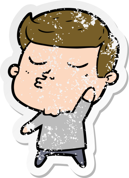 Bir insan tarafından çizilmiş karikatür mankeni adamın sıkıntılı çıkartması.