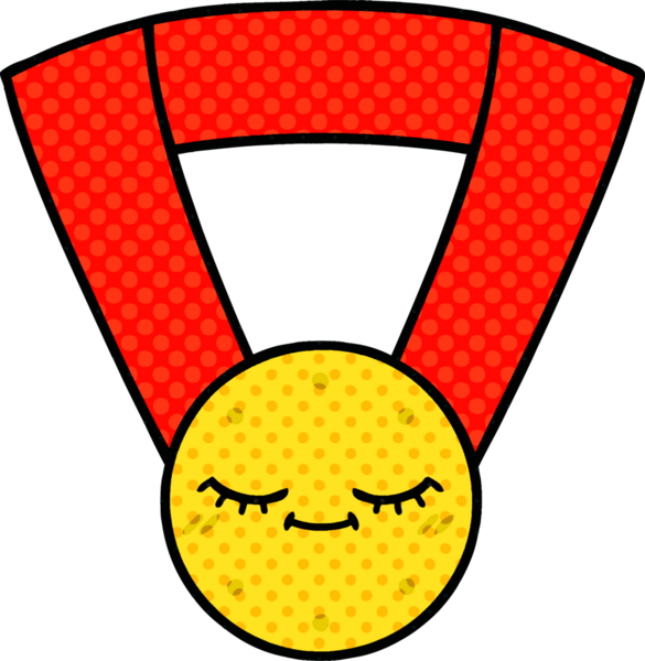 Bir insan tarafından çizilmiş altın madalyanın karikatürü.