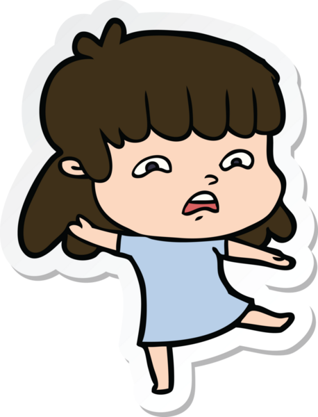 Bir insan tarafından çizilmiş endişeli bir karikatür çıkartması.