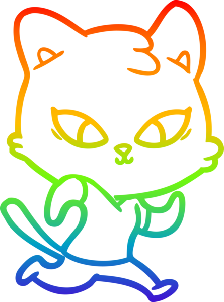 Gökkuşağı gradyan çizgisi bir insan tarafından çizilmiş şirin bir çizgi kedi çizimi