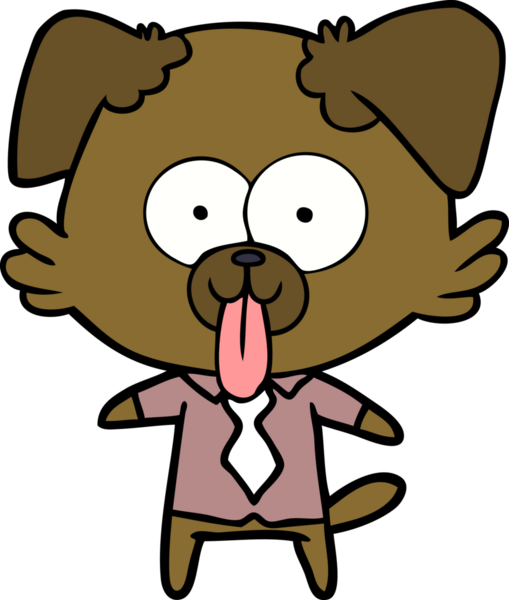 Bir insan tarafından çizilmiş dilli çizgi film köpeği.