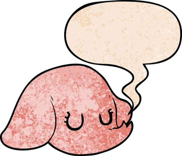 insan tarafından çizilmiş eski moda konuşma baloncuklu çizgi film fili suratı