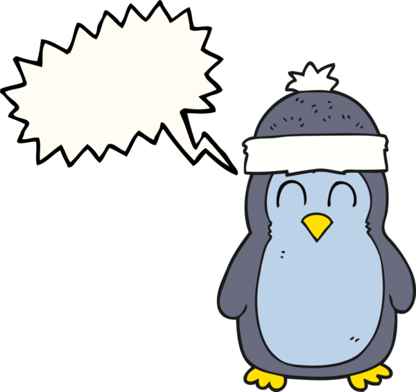 Bir insan tarafından çizilmiş serbest konuşma balonu karikatürü pengueni