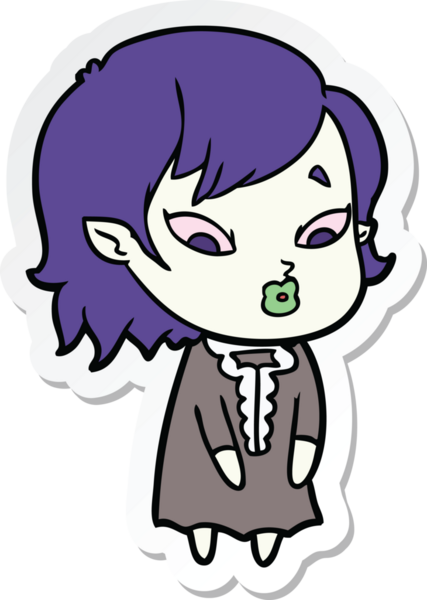 Bir insan tarafından çizilmiş şirin bir vampir kızın çıkartması.