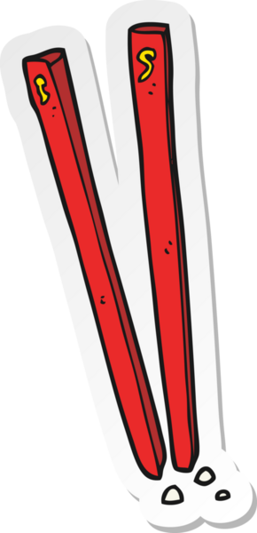 Bir insan tarafından çizilmiş bir yemek çubuğunun çıkartması.