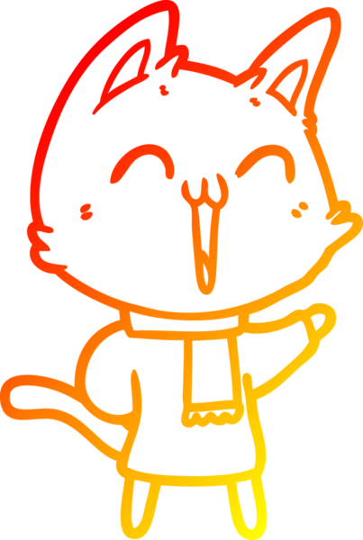 Bir insan tarafından çizilmiş mutlu çizgi film kedisinin sıcak çizgi çizgisi.