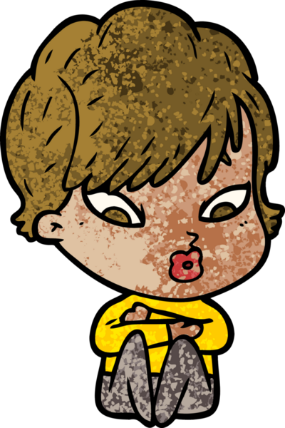 Bir insan tarafından çizilmiş karikatür kadın.