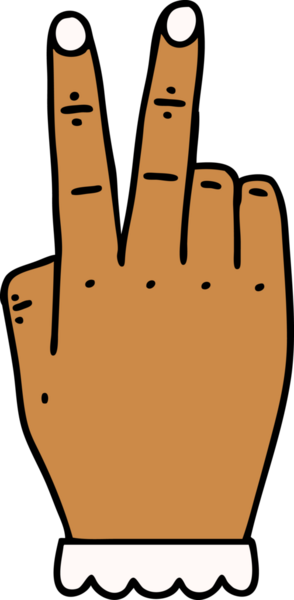 Retro Dövme Tarzı El kaldırma Bir insan tarafından çizilen iki parmak hareketi