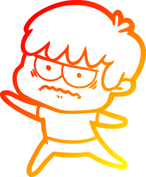 Bir insan tarafından çizilmiş kızgın çizgi film çocuğunun sıcak çizgi çizimi.