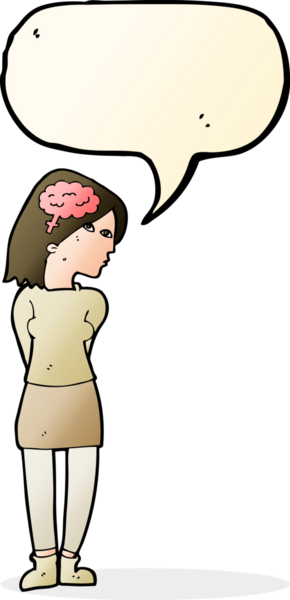 Bir insan tarafından çizilmiş konuşma balonu olan zeki bir kadın.