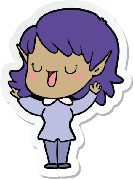 Bir insan tarafından çizilmiş bir elf kızının çıkartması.