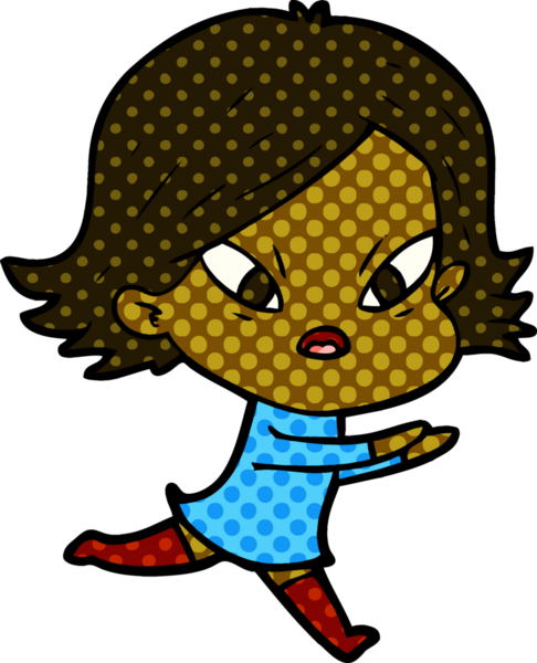 Çizgi film bir insan tarafından çizilmiş stresli kadın.