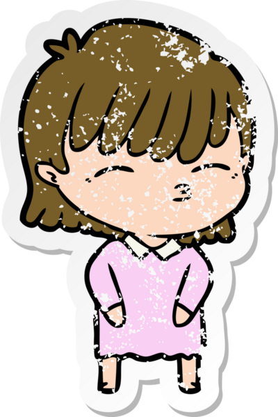 Bir insan tarafından çizilmiş karikatür bir kadının sıkıntılı çıkartması.