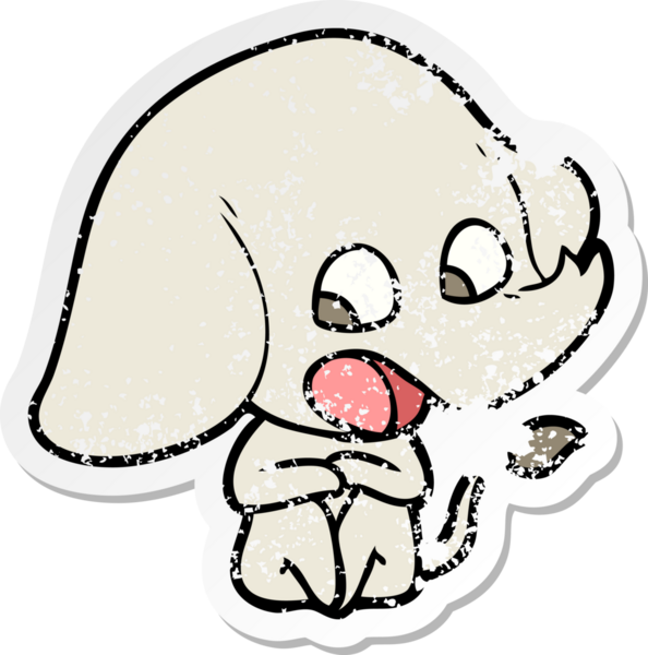 Bir insan tarafından çizilmiş şirin bir filin sıkıntılı çıkartması